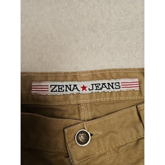 VTG Zena Wmn's Button Fly Straight Long Hi Rise  Brown Jeans Sz 13 Shorts Y2K - Picture 4 of 6